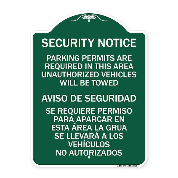 Parking Permits Are Required in This Area Unauthorized Vehicles Will Be Towed Aviso, GW-1824-22969